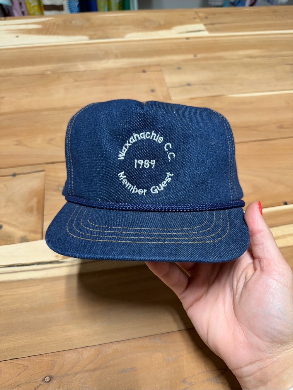 Vintage 1989 Waxahachie CC Member Guest Denim Rope Golf Hat